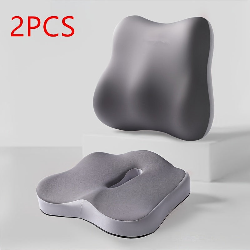 Ergonomic Memory Foam Seat Cushion and Lumbar Support Set