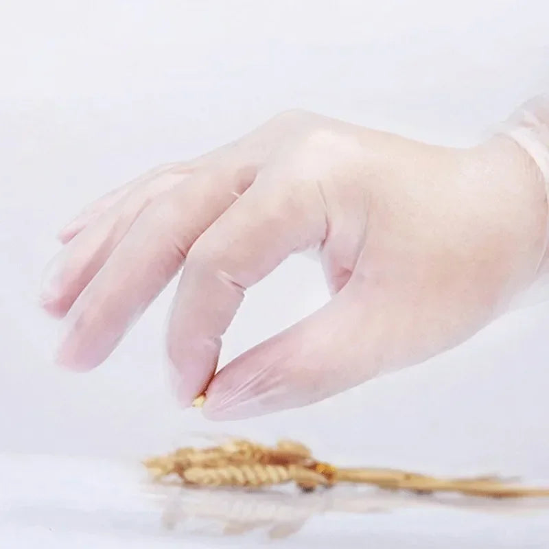 Transparent Vinyl TPE Disposable Gloves for Cleaning, Hairdressing, and Lab Use (100 Pack)