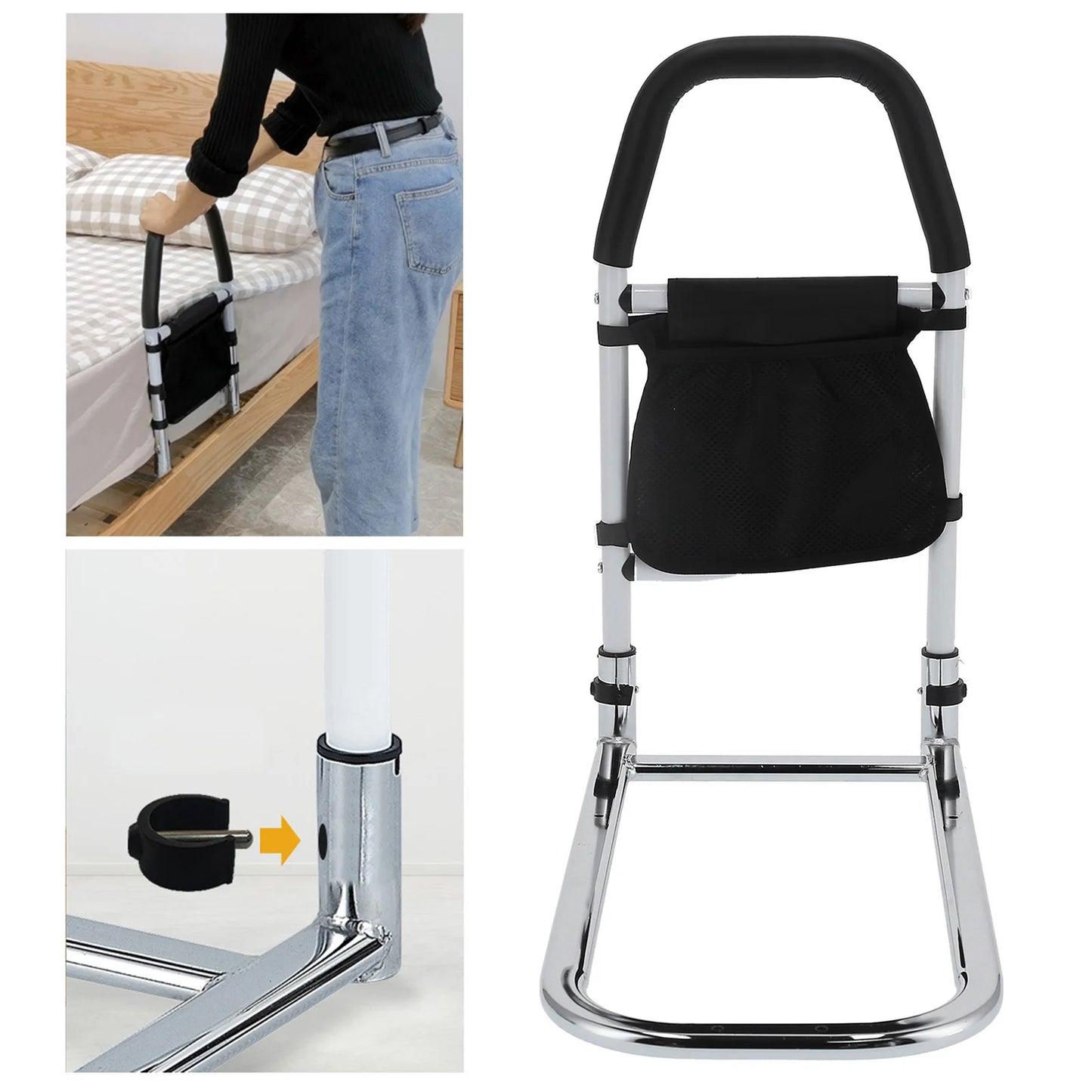 Bedside Assist Handle & Safety Rail with Storage Pouch