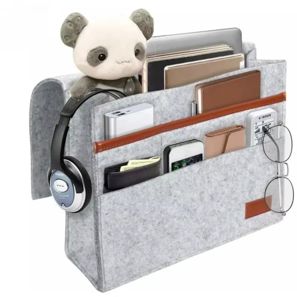 Felt Bedside Hanging Storage Organizer – Pocket Pouch for Bed & Sofa