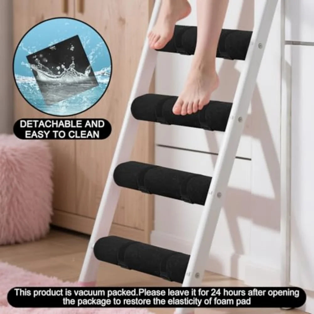 Bunk Bed Ladder Foam Pad Covers Set (5-Piece) with Anti-Slip Straps for Quiet, Safe Climbing