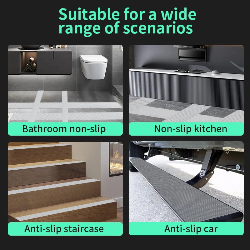 Clear Waterproof Anti-Slip Stair & Tub Safety Grip Tape – Non-Skid Indoor Traction Strips