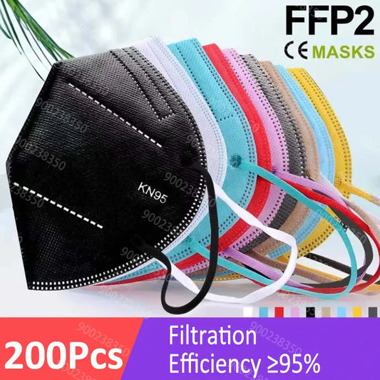 KN95 FFP2 5-Layer Protective Face Masks – CE Approved Reusable Masks (10–200 Pack)