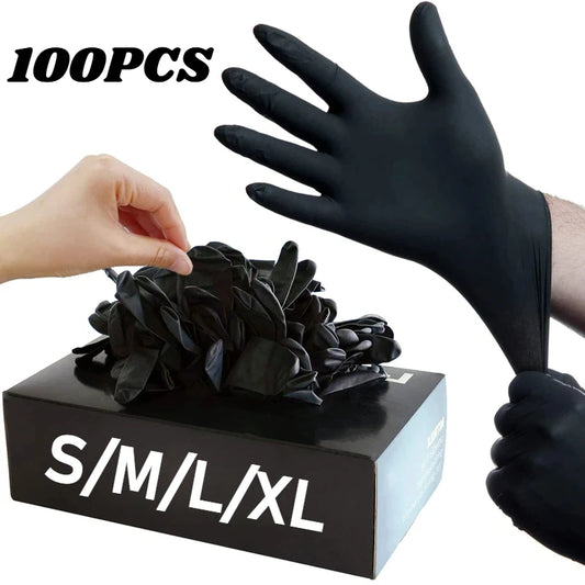 Black Nitrile Disposable Gloves – Latex-Free Textured Work Gloves (10–100 Pack)