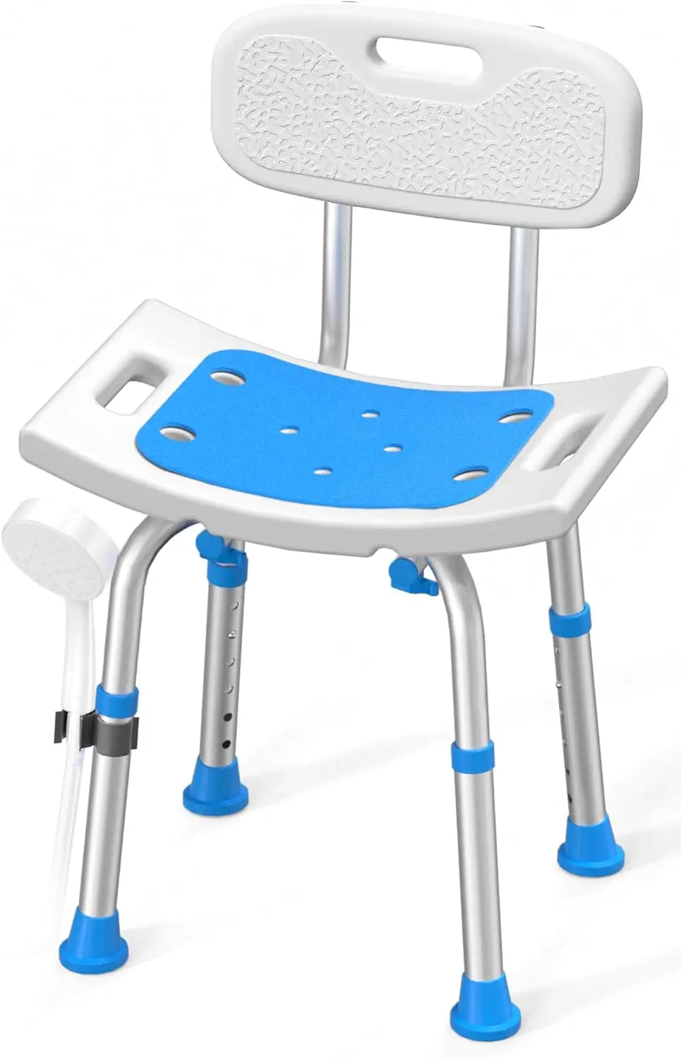 Adjustable Shower Chair with Removable Back for Bathroom Safety