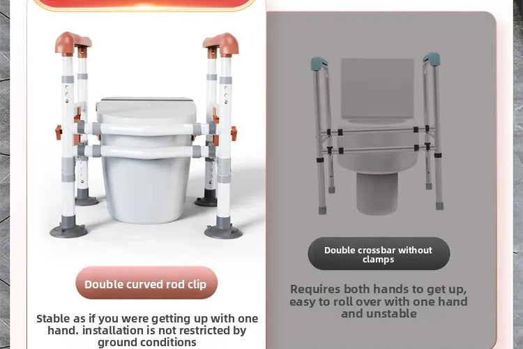 Adjustable Toilet Safety Frame with Support Rails for Bathroom Use