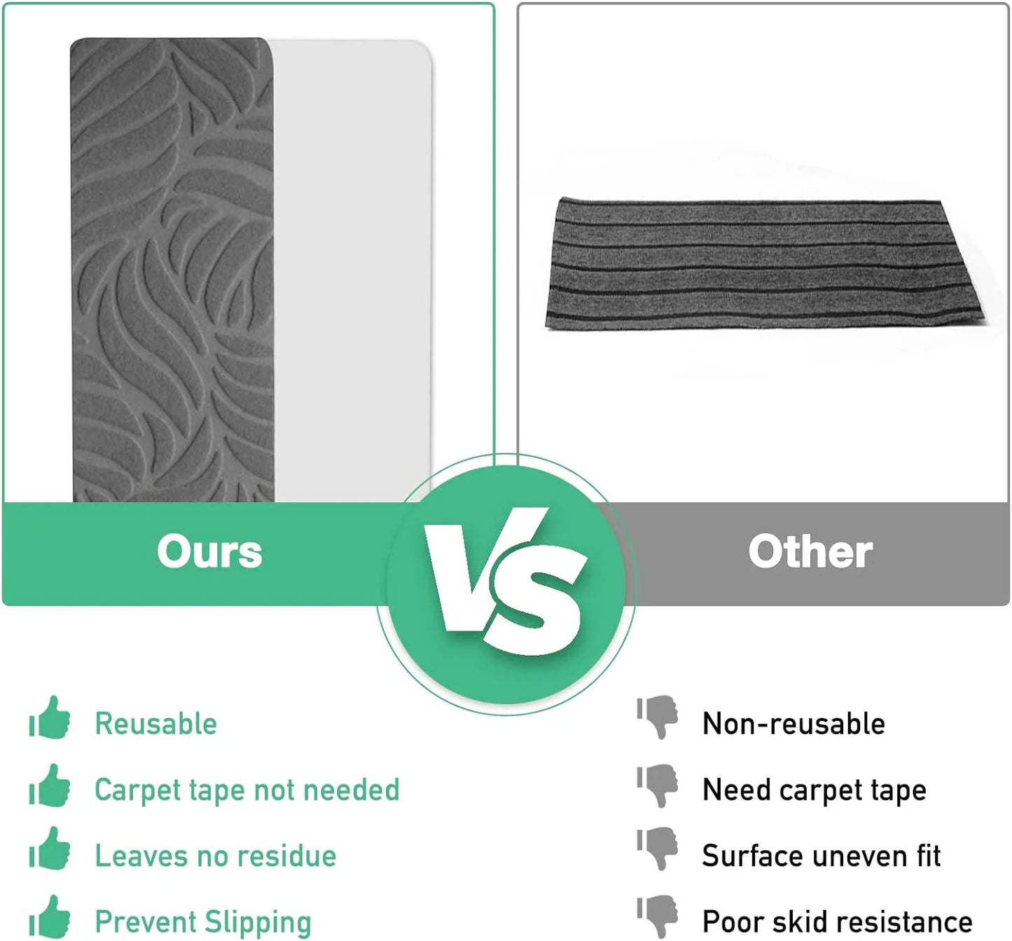 Washable Self-Adhesive Non-Slip Stair Tread Carpet Pads (76 × 20 cm)