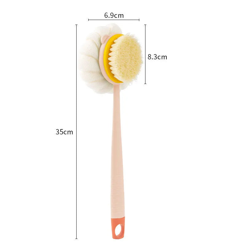 Long Handle Loofah Back Scrubber with Soft Mesh Sponge for Exfoliating & Massage