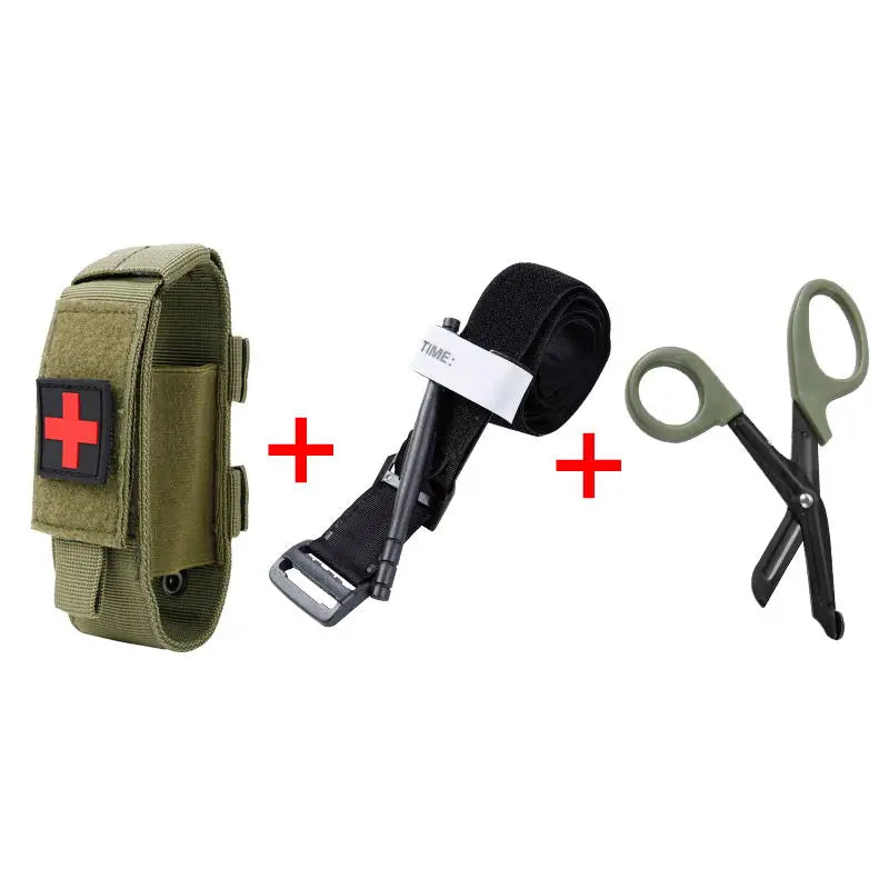 First Aid MOLLE Pouch Kit with Tourniquet Holder & Trauma Scissors