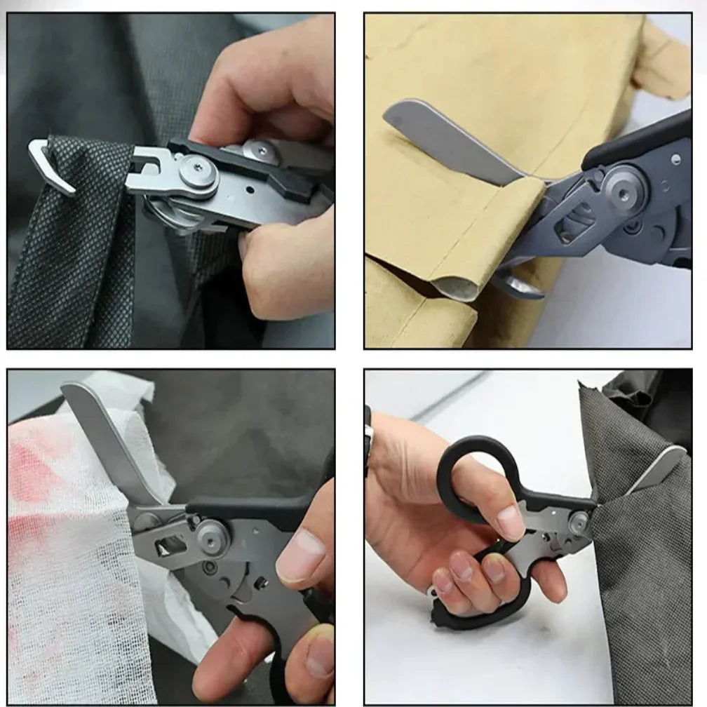 Multifunction Tactical Folding Scissors Survival Tool with Integrated Utility Functions