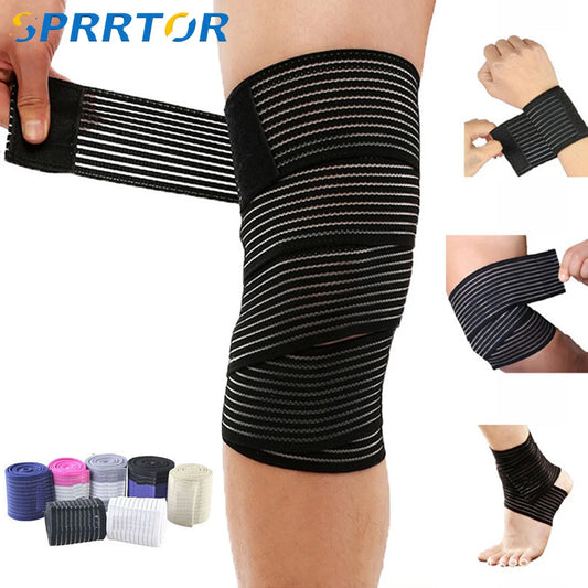Elastic Compression Bandage Wrap for Knee, Elbow, and Leg Sports Support