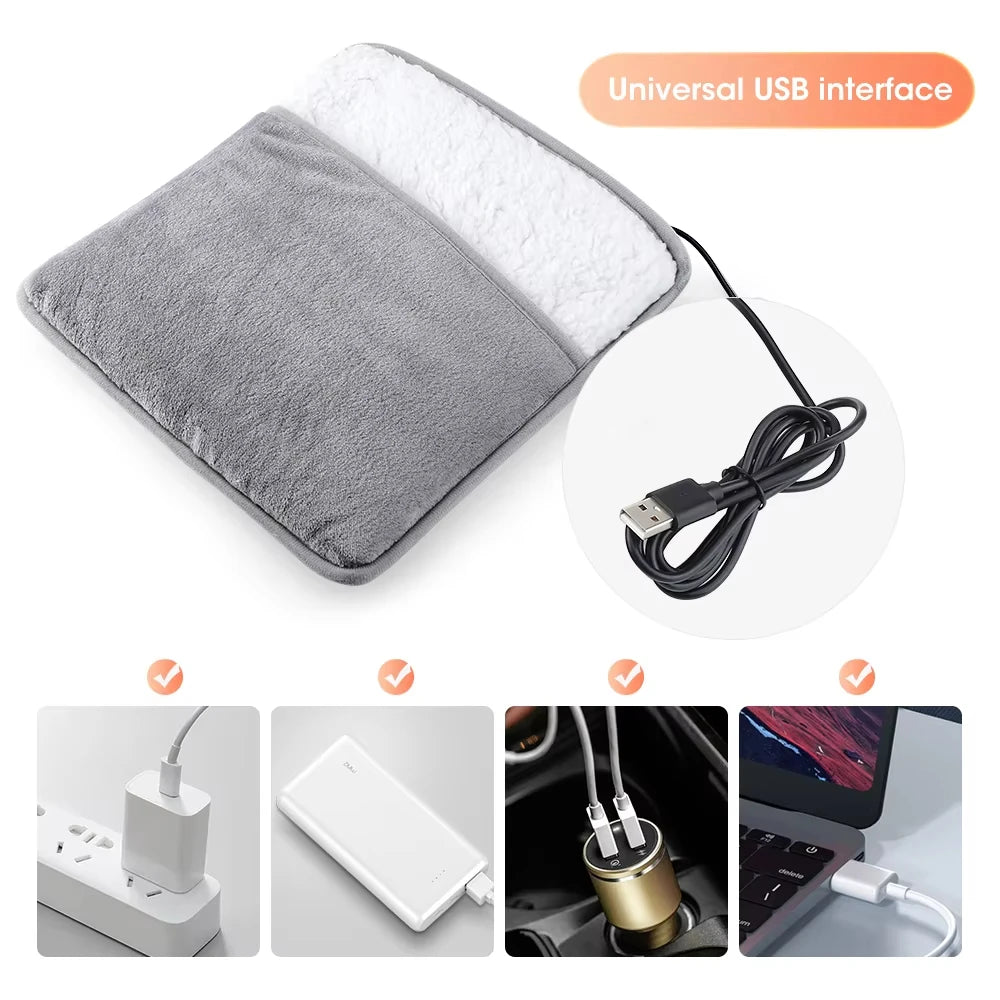 USB Electric Foot Heating Pad – Soft Plush Washable Foot Warmer Mat