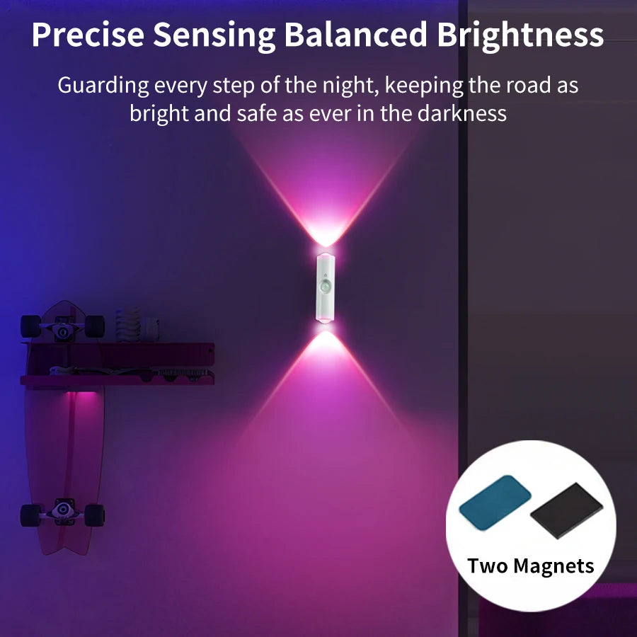 Rechargeable RGB Motion Sensor LED Cabinet Light with Magnetic Mount for Hallways and Stairs