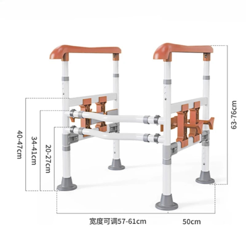Adjustable Toilet Safety Frame with Support Rails for Bathroom Use