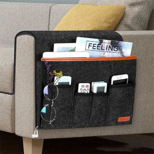 Felt Bedside Hanging Storage Organizer – Pocket Holder for Bed, Sofa & Remotes