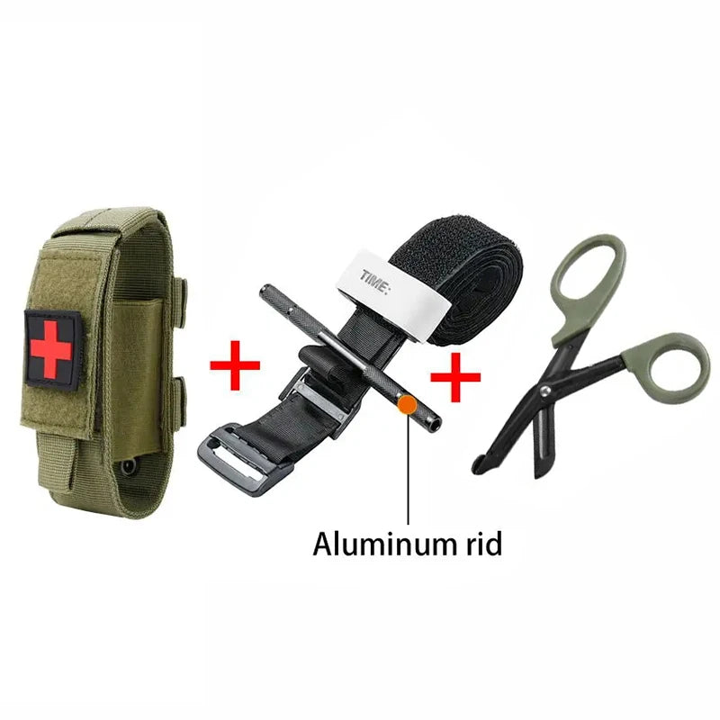 First Aid MOLLE Pouch Kit with Tourniquet Holder & Trauma Scissors