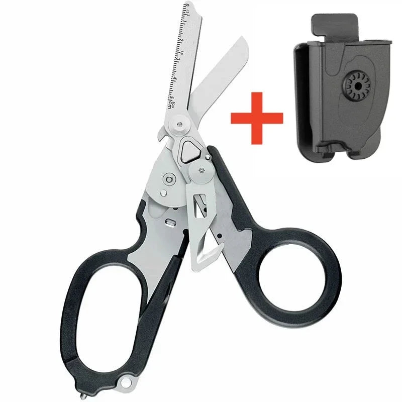 Multifunction Tactical Folding Scissors Survival Tool with Integrated Utility Functions