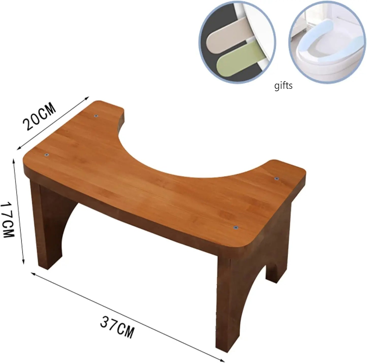 Bamboo Squat Toilet Stool, Non-Slip Bathroom Footstool (No Installation)