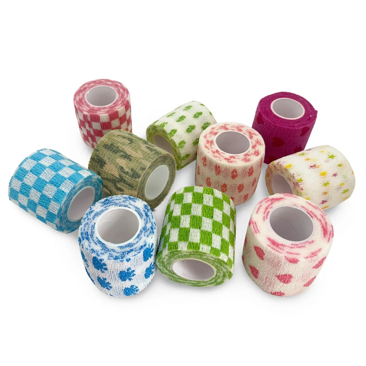 Printed Self-Adhesive Elastic Bandage Wrap – Colorful Medical Sports Tape for First Aid and Pet Use