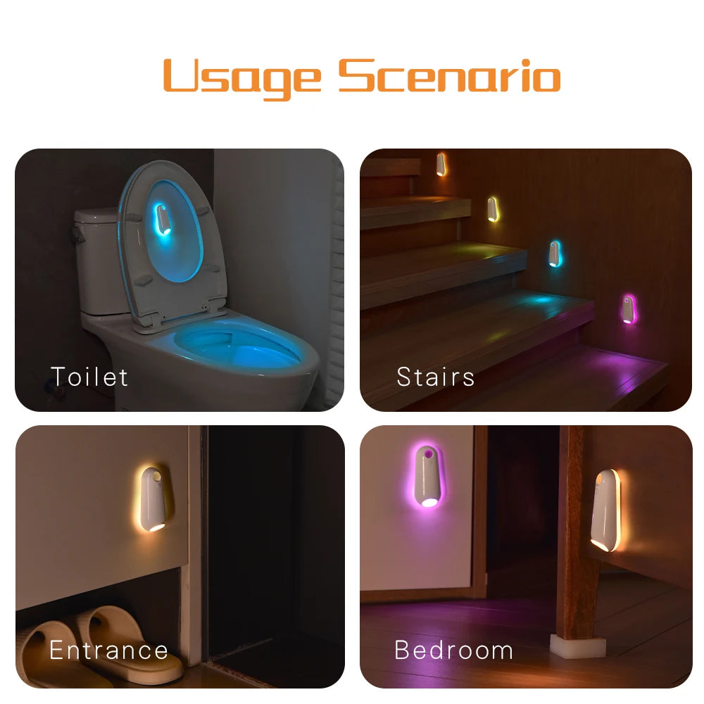 Motion Sensor Toilet Bowl Night Light – Rechargeable RGB LED with 7 Color Options