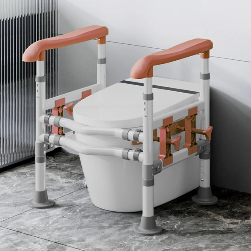 Adjustable Toilet Safety Frame with Support Rails for Bathroom Use