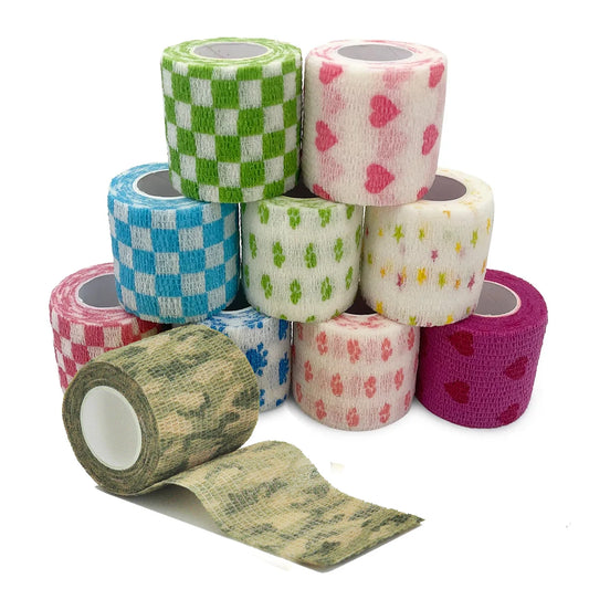 Printed Self-Adhesive Elastic Bandage Wrap – Colorful Medical Sports Tape for First Aid and Pet Use