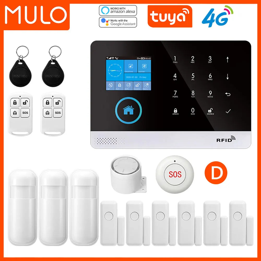 Tuya Smart Wi-Fi & 4G Home Security Alarm System – Wireless Burglar Alarm with Screen & PIR Sensors
