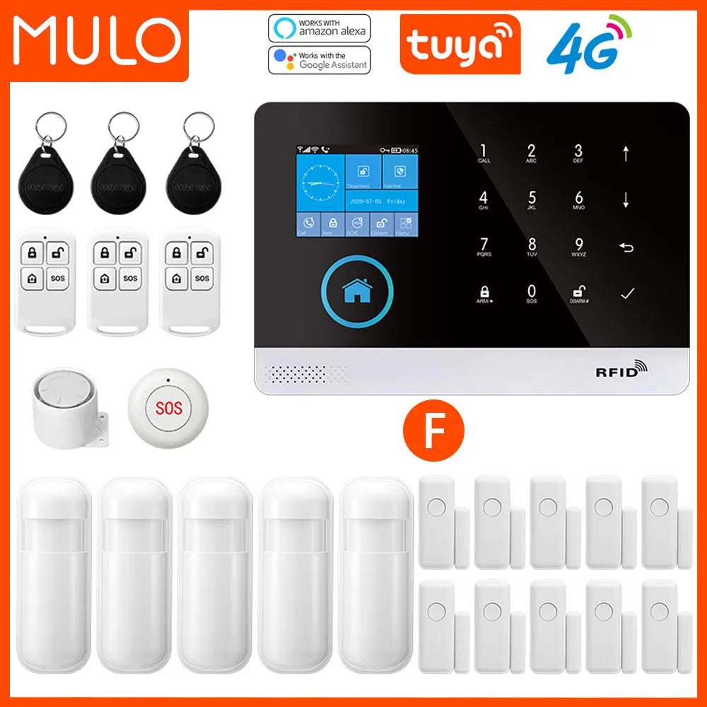 Tuya Smart Wi-Fi & 4G Home Security Alarm System – Wireless Burglar Alarm with Screen & PIR Sensors
