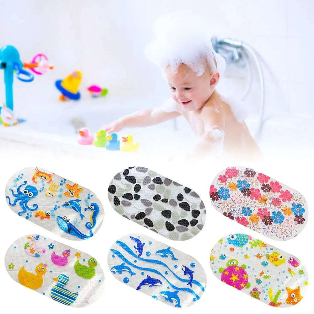 Kids Anti-Slip PVC Bath Mat with Suction Cups & Massage Texture