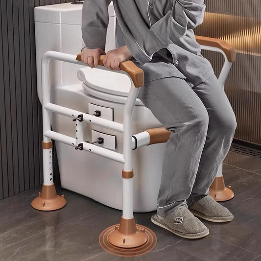 Adjustable Height Toilet Safety Frame with Support Rails (220 lb Capacity)