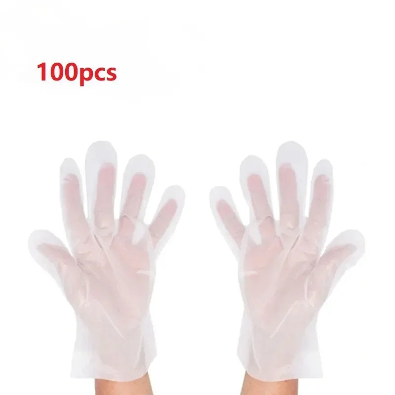 Transparent Vinyl TPE Disposable Gloves for Cleaning, Hairdressing, and Lab Use (100 Pack)