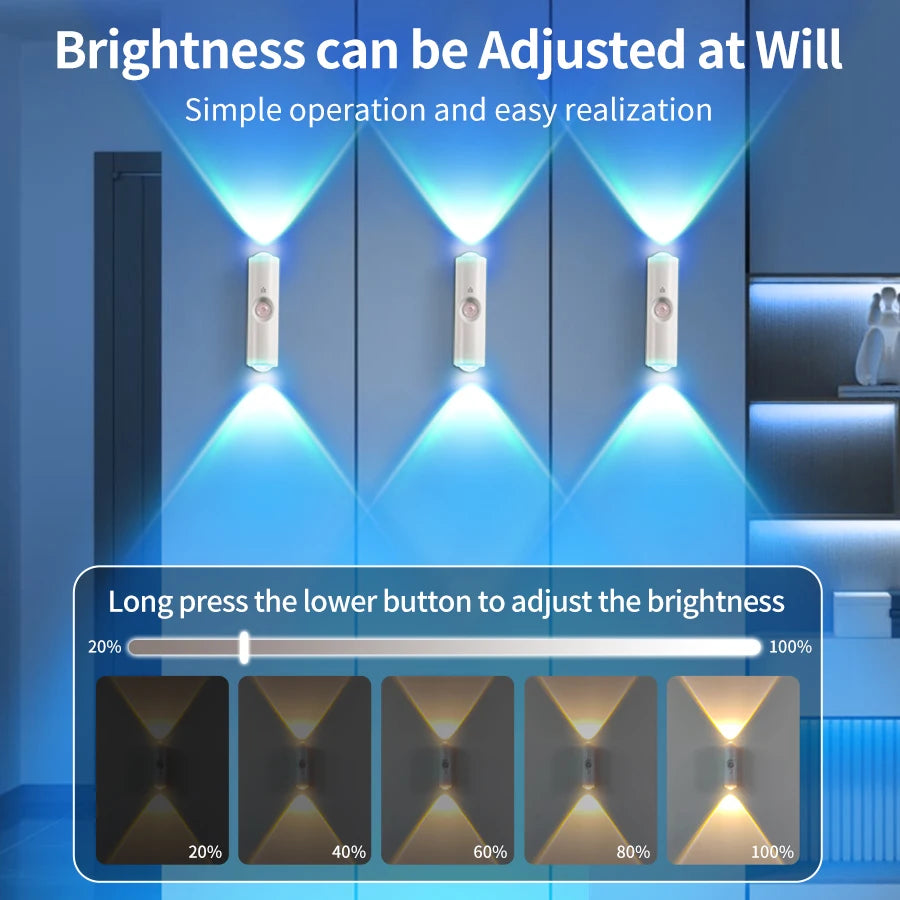 Rechargeable RGB Motion Sensor LED Cabinet Light with Magnetic Mount for Hallways and Stairs