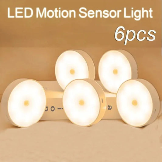 USB Rechargeable PIR Motion Sensor LED Night Light for Cabinets and Stairs