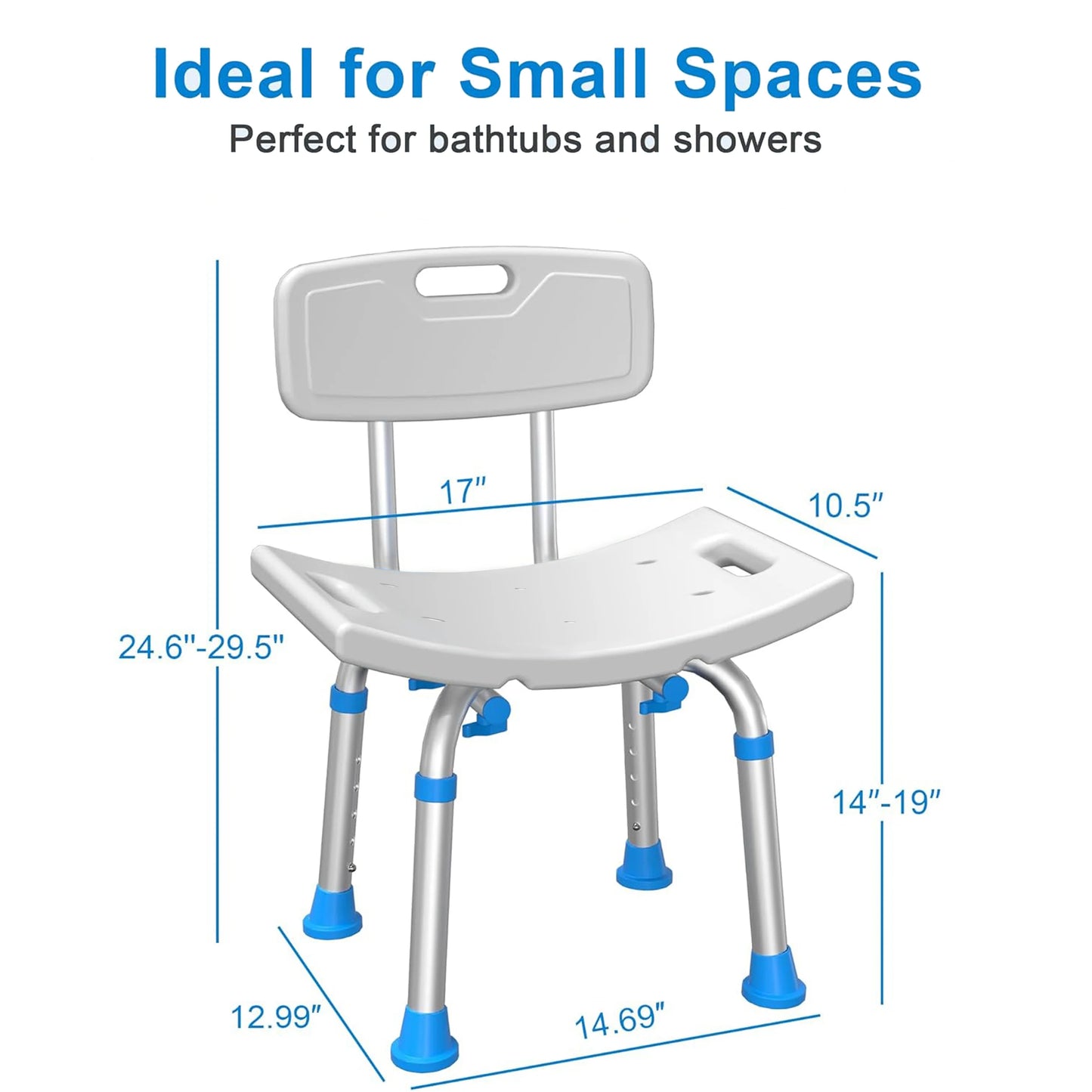 Adjustable Shower Chair with Removable Back for Bathroom Safety