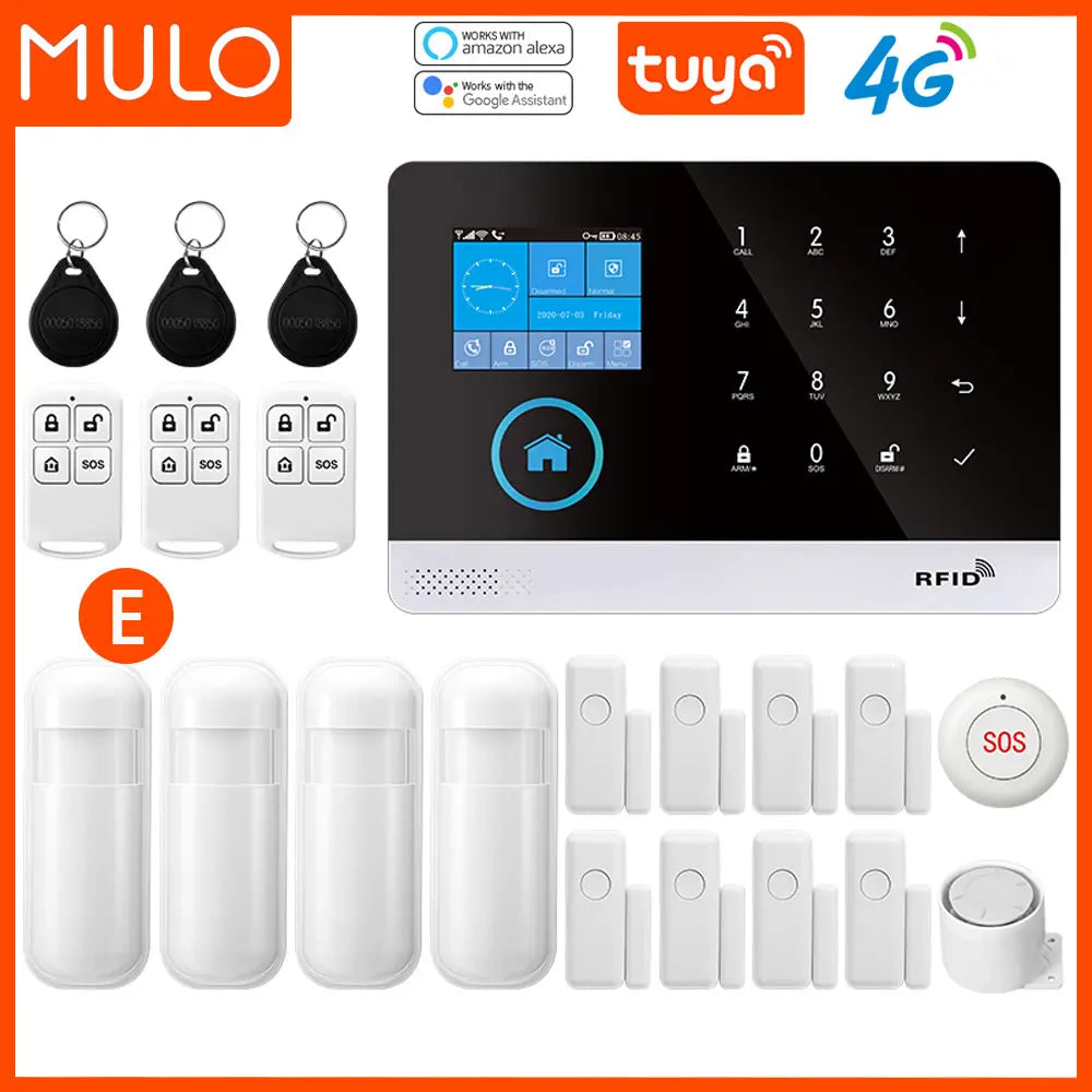 Tuya Smart Wi-Fi & 4G Home Security Alarm System – Wireless Burglar Alarm with Screen & PIR Sensors