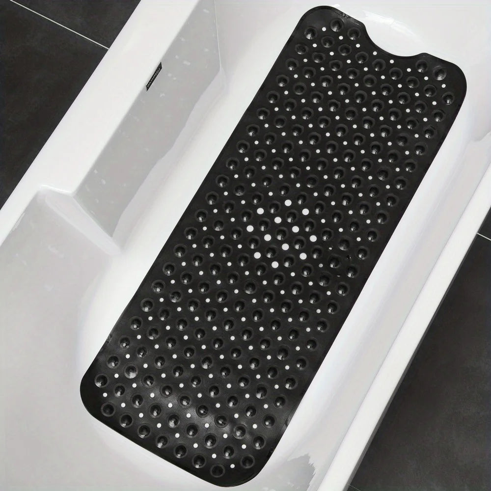 Non-Slip Bathtub & Shower Mat with Suction Cups and Drain Holes (Machine Washable)