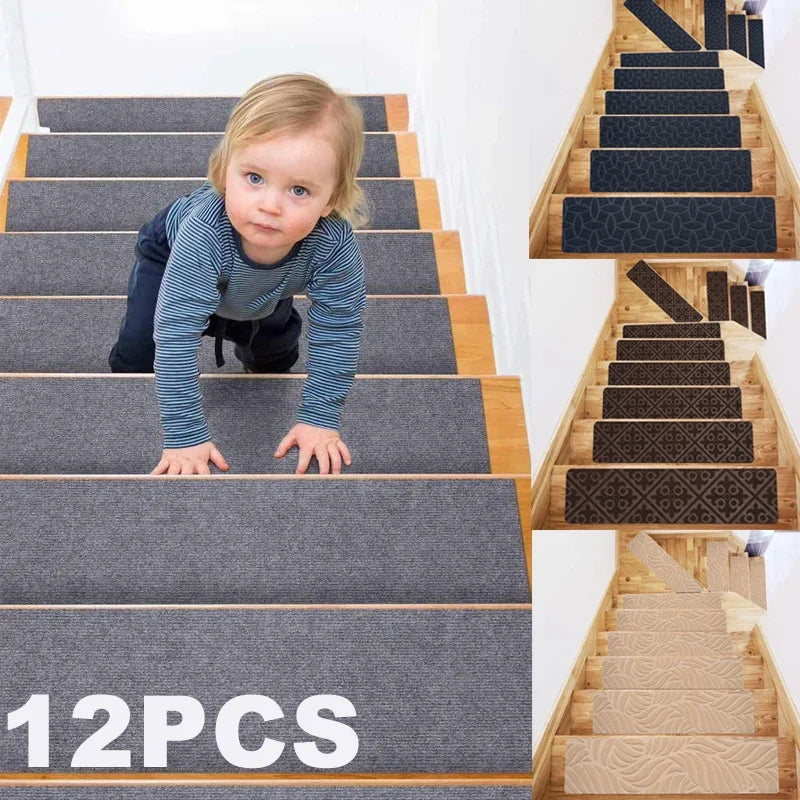 Self-Adhesive Non-Slip Stair Tread Carpet Mats with Water Absorption