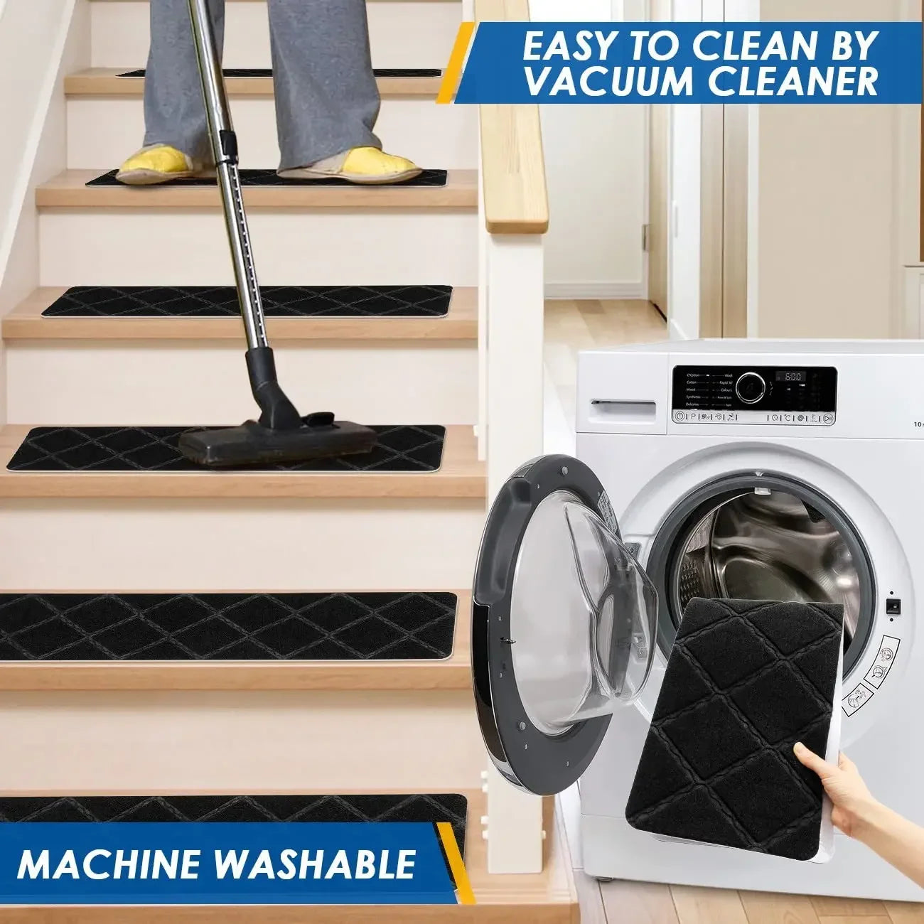 Self-Adhesive Non-Slip Stair Tread Carpet Mats with Water Absorption