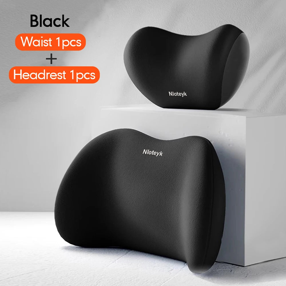 Universal Car Headrest & Lumbar Support Pillow – Memory Foam Neck & Back Cushion