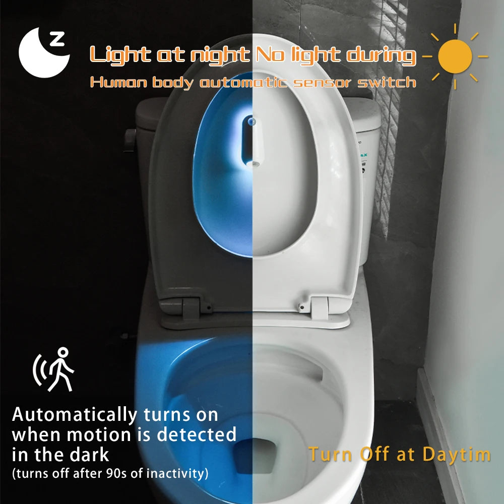 Motion Sensor Toilet Bowl Night Light – Rechargeable RGB LED with 7 Color Options