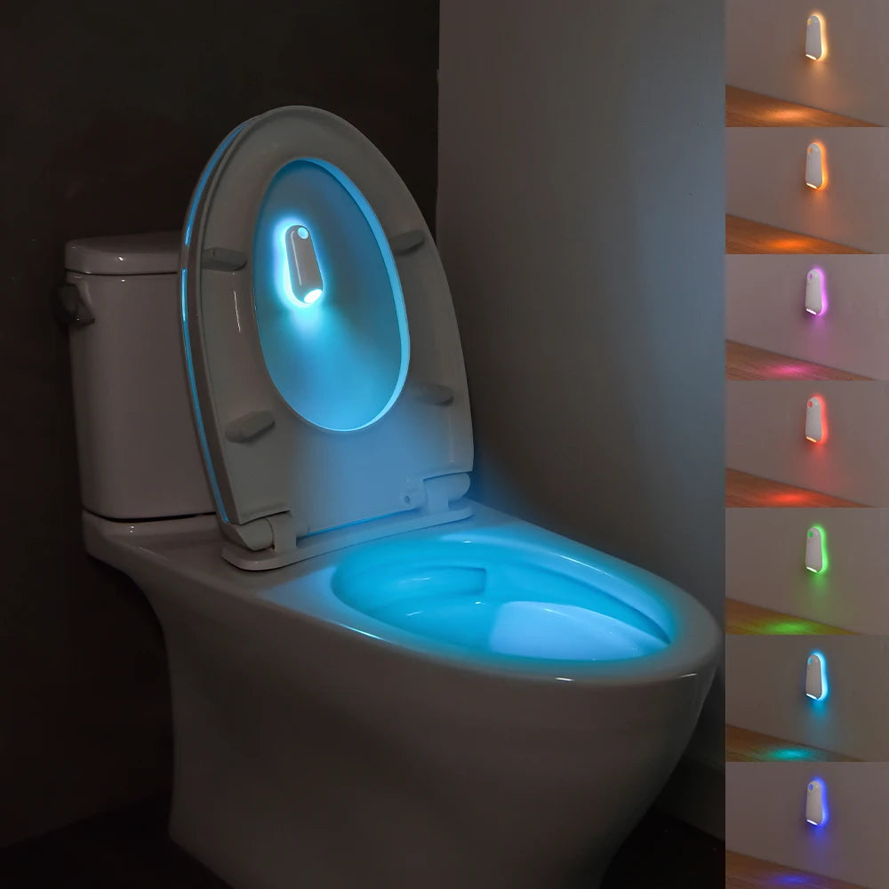 Motion Sensor Toilet Bowl Night Light – Rechargeable RGB LED with 7 Color Options