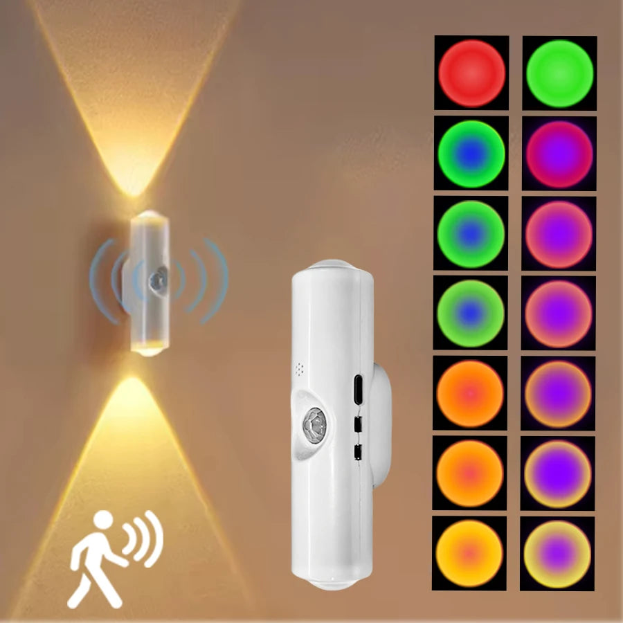 Rechargeable RGB Motion Sensor LED Cabinet Light with Magnetic Mount for Hallways and Stairs