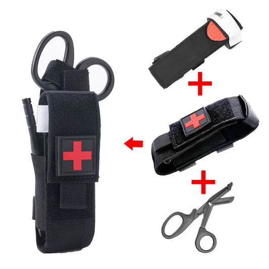 First Aid MOLLE Pouch Kit with Tourniquet Holder & Trauma Scissors