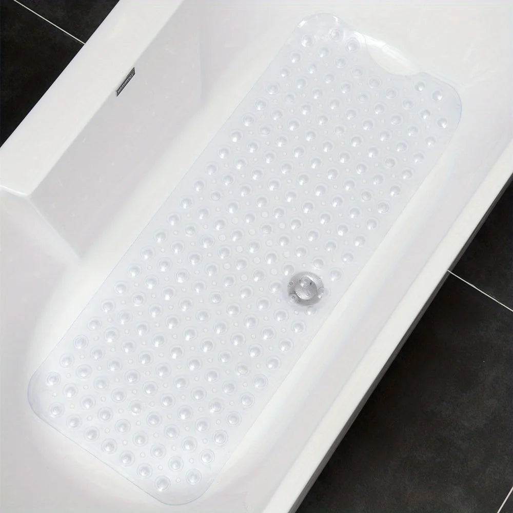 Non-Slip Bathtub & Shower Mat with Suction Cups and Drain Holes (Machine Washable)