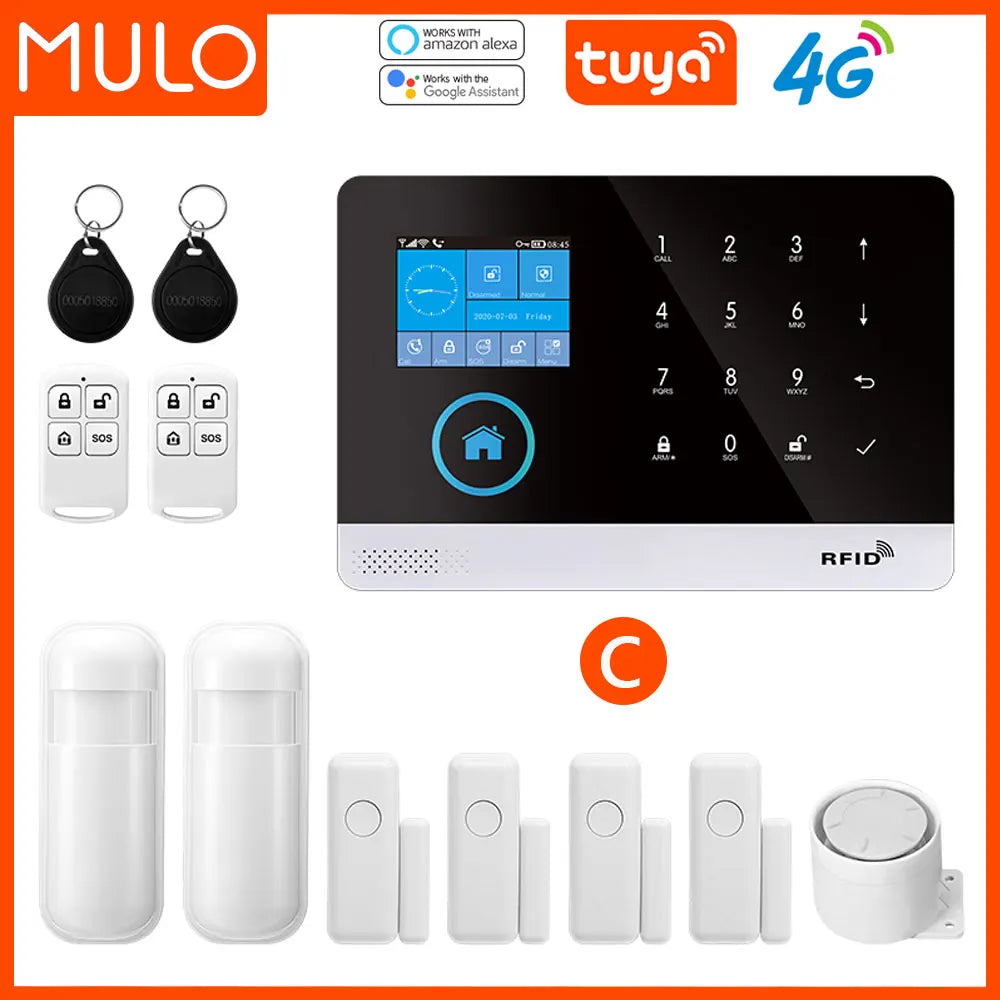 Tuya Smart Wi-Fi & 4G Home Security Alarm System – Wireless Burglar Alarm with Screen & PIR Sensors