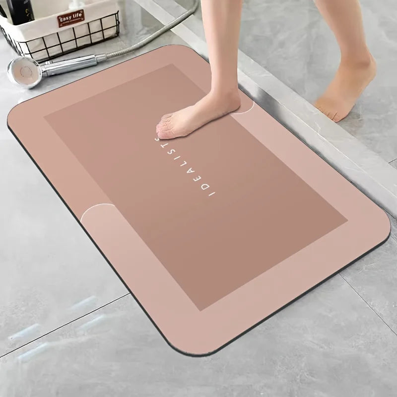 Super Absorbent Diatomaceous Earth Bath Mat, Non-Slip Fast-Drying Floor Mat