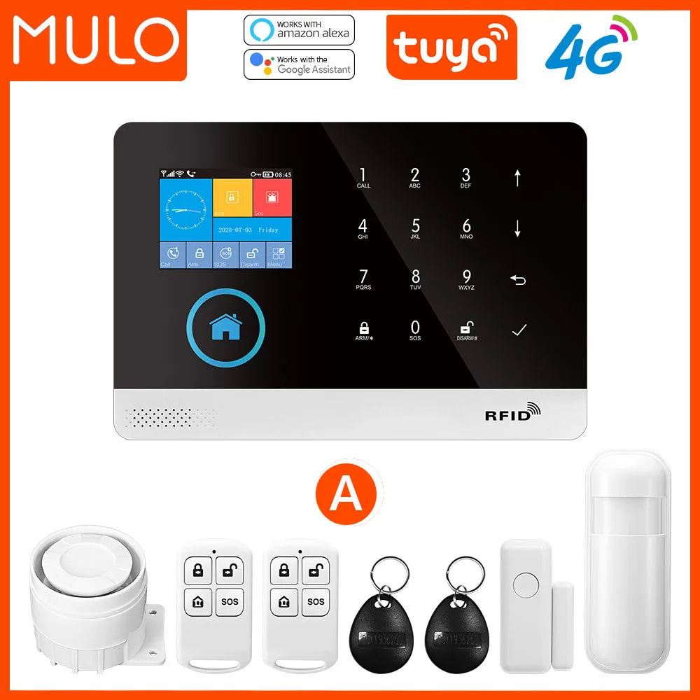 Tuya Smart Wi-Fi & 4G Home Security Alarm System – Wireless Burglar Alarm with Screen & PIR Sensors