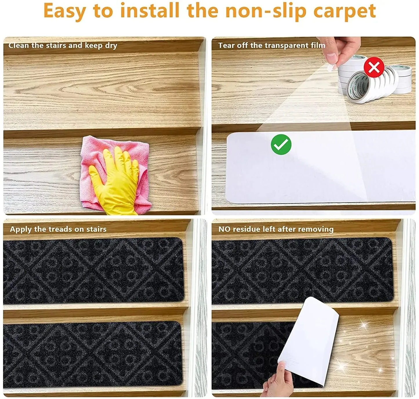 Non-Slip Stair Carpet Treads for Indoor Steps – Safety Mats for Home Use (1–3 Pack)