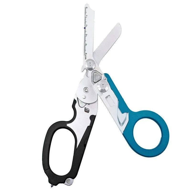 Multifunction Tactical Folding Scissors Survival Tool with Integrated Utility Functions