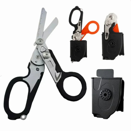 Multifunction Tactical Folding Scissors Survival Tool with Integrated Utility Functions